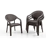 Set Masa terasa/gradina cu 4 scaune Bambu Pro Maro, 75x125x77 cm, plastic, aspect ratan - Studiocasa.ro