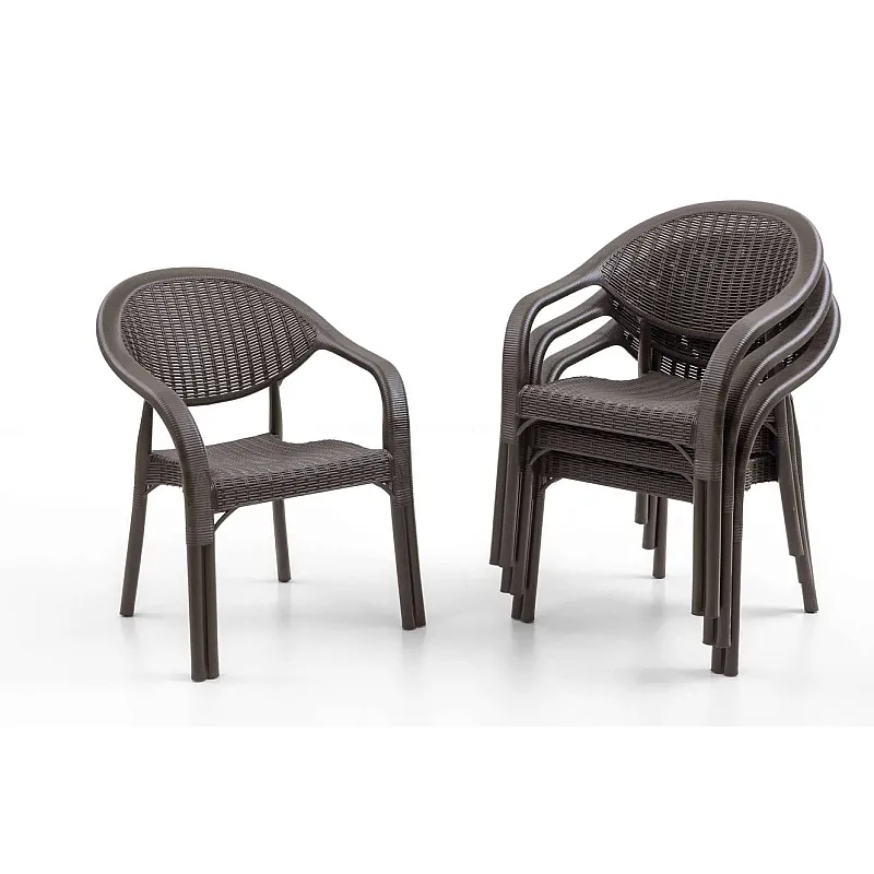 Set Masa terasa/gradina cu 4 scaune Bambu Pro Maro, 75x125x77 cm, plastic, aspect ratan - Studiocasa.ro