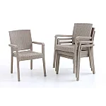 Set Masa terasa/gradina cu 4 scaune Sofya, Crem/Cappucino, 90x90x77 cm, plastic, aspect ratan - Studiocasa.ro