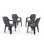 Set Masa terasa/gradina antracit cu 6 scaune Antracit, 150x90x77 cm, plastic, aspect ratan - Studiocasa.ro