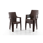 Set Masa terasa/gradina cu 6 scaune Efes, Maro, 150x90x77 cm, plastic, aspect ratan - Studiocasa.ro