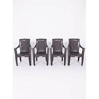 Set 4 Scaune de Gradina, Terasa, Fabricate din Plastic, Efes Old , Culoare Antracit, Greutatea maxima 130 Kg