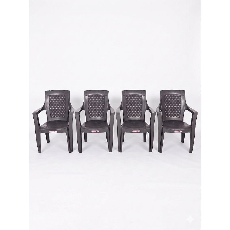 Set 4 Scaune de Gradina, Terasa, Fabricate din Plastic, Efes Old , Culoare Antracit, Greutatea maxima 130 Kg - Studiocasa.ro