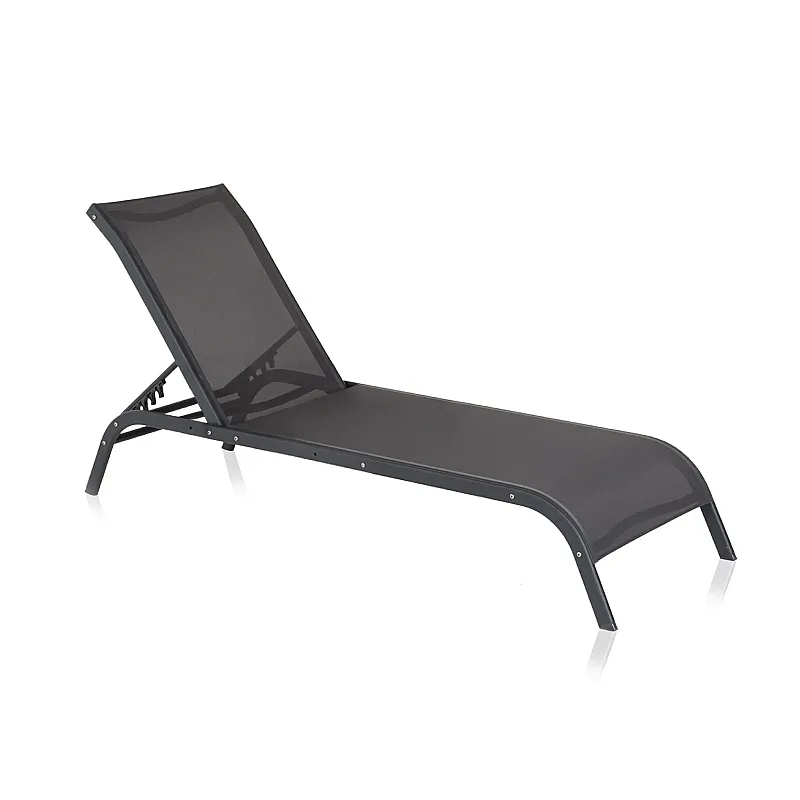 Sezlong pliabil cu structura din aluminiu, textil, Culoare Antracit , 190cm - Studiocasa.ro