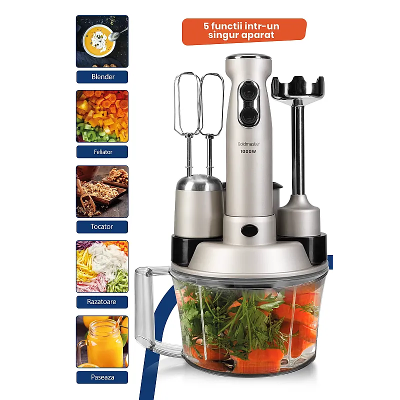 Robot de bucatarie Goldmaster Elenamax GM-7239R, Putere 1000W - Studiocasa.ro