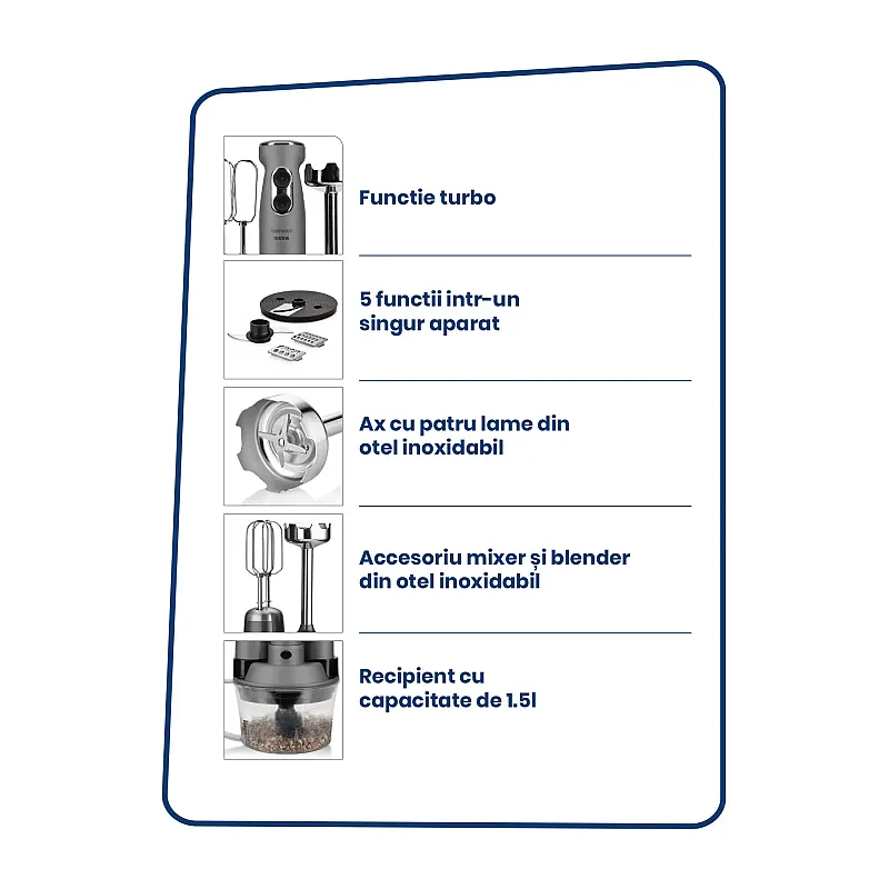 Robot de bucatarie Goldmaster Elenamax GM-7239AN, Putere 1000W - Studiocasa.ro
