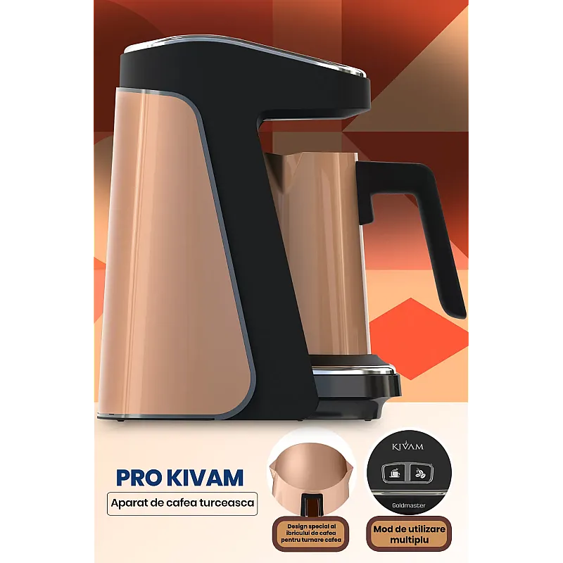 Aparat pentru cafea turceasca Goldmaster Pro KIVAM GM-9900G Auriu, 480W - Studiocasa.ro