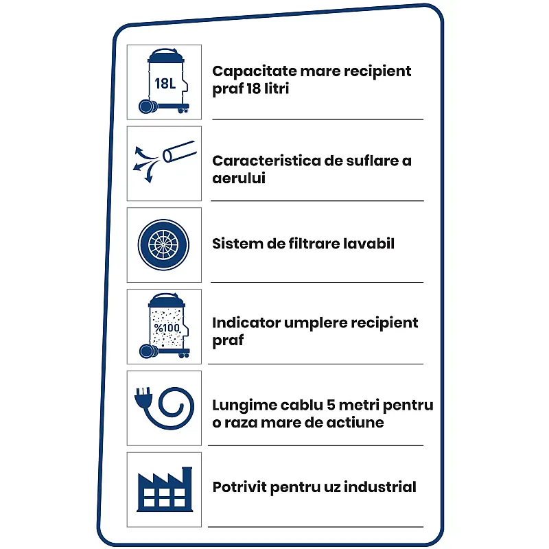 Aspirator cu sac Goldmaster Turbomax GM-7592, 2200W, Colectare 18l - Studiocasa.ro