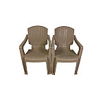 Set 2 Scaune de Gradina, Terasa, Fabricate din Plastic, Culoare Crem/Capuccino, Greutatea maxima 130 Kg - Studiocasa.ro