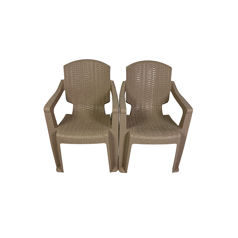 Set 2 Scaune de Gradina, Terasa, Fabricate din Plastic, Culoare Crem/Capuccino, Greutatea maxima 130 Kg - Studiocasa.ro