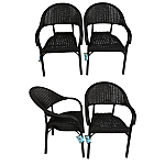 Set 4 Scaune Bambu de Gradina, Terasa, Fabricat din Plastic, Culoare Antracit/Negru, Greutatea maxima 150 Kg - Studiocasa.ro