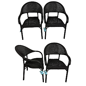 Set 4 Scaune Bambu de Gradina, Terasa, Fabricat din Plastic, Culoare Antracit/Negru, Greutatea maxima 150 Kg