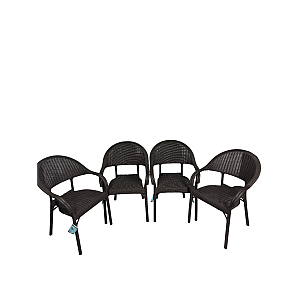 Set 4 Scaune Bambu de Gradina, Terasa, Fabricat din Plastic, Culoare Maro, Greutatea maxima 150 Kg