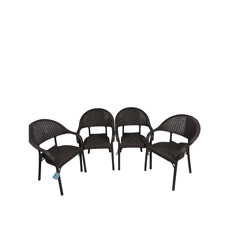 Set 4 Scaune Bambu de Gradina, Terasa, Fabricat din Plastic, Culoare Maro, Greutatea maxima 150 Kg - Studiocasa.ro