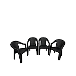 Set 4 Scaune de Gradina, Terasa, Fabricate din Plastic,Berlin,  Culoare Negru, Greutatea maxima 130 Kg - Studiocasa.ro
