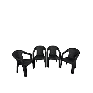 Set 4 Scaune de Gradina, Terasa, Fabricate din Plastic,Berlin,  Culoare Negru, Greutatea maxima 130 Kg