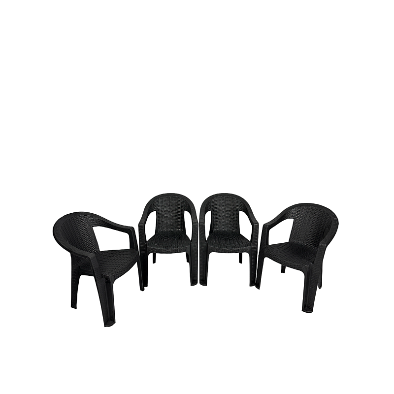 Set 4 Scaune de Gradina, Terasa, Fabricate din Plastic,Berlin,  Culoare Negru, Greutatea maxima 130 Kg - Studiocasa.ro