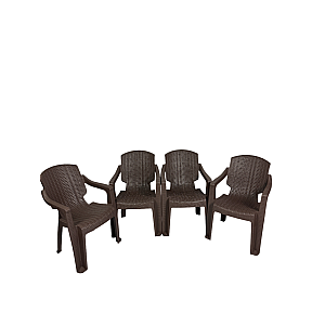 Set 4 Scaune de Gradina, Terasa, Fabricate din Plastic, Golf Pro, Culoare Maro, Greutatea maxima 130 Kg