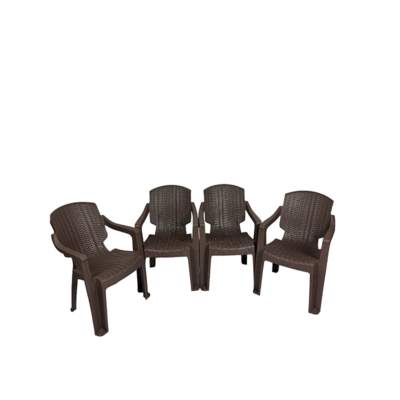 Set 4 Scaune de Gradina, Terasa, Fabricate din Plastic, Golf Pro, Culoare Maro, Greutatea maxima 130 Kg - Studiocasa.ro