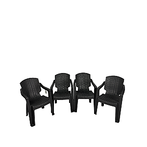 Set 4 Scaune de Gradina, Terasa, Fabricate din Plastic, Golf Pro,  Culoare Negru, Greutatea maxima 130 Kg