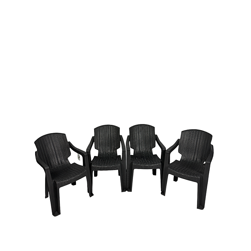 Set 4 Scaune de Gradina, Terasa, Fabricate din Plastic, Golf Pro,  Culoare Negru, Greutatea maxima 130 Kg - Studiocasa.ro