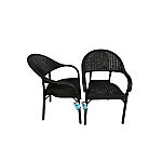 Set 4 Scaune Bambu de Gradina, Terasa, Fabricat din Plastic, Culoare Antracit/Negru, Greutatea maxima 150 Kg - Studiocasa.ro