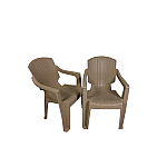 Set 2 Scaune de Gradina, Terasa, Fabricate din Plastic, Culoare Crem/Capuccino, Greutatea maxima 130 Kg - Studiocasa.ro