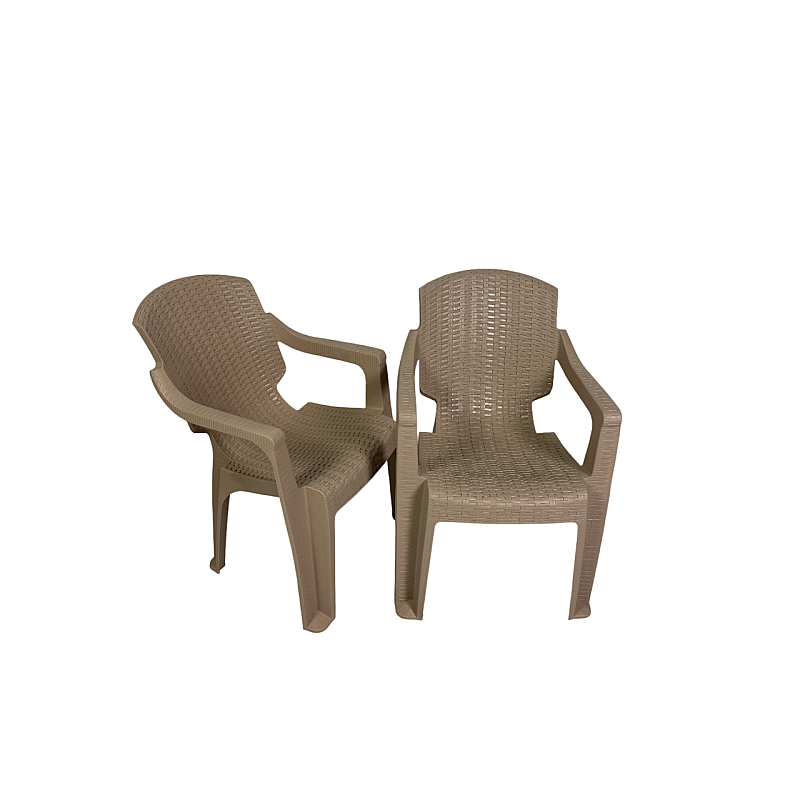 Set 2 Scaune de Gradina, Terasa, Fabricate din Plastic, Culoare Crem/Capuccino, Greutatea maxima 130 Kg - Studiocasa.ro