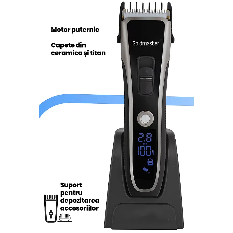 Aparat de tuns Goldmaster GM-8112, Lame ceramica, Incarcare rapida, Lithium-Ion 500 mAh - Studiocasa.ro