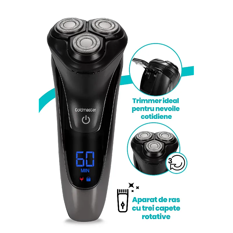 Aparat de ras Goldmaster GM-8129, Lame otel, Incarcare rapida, Lithium-Ion 600 mAh - Studiocasa.ro