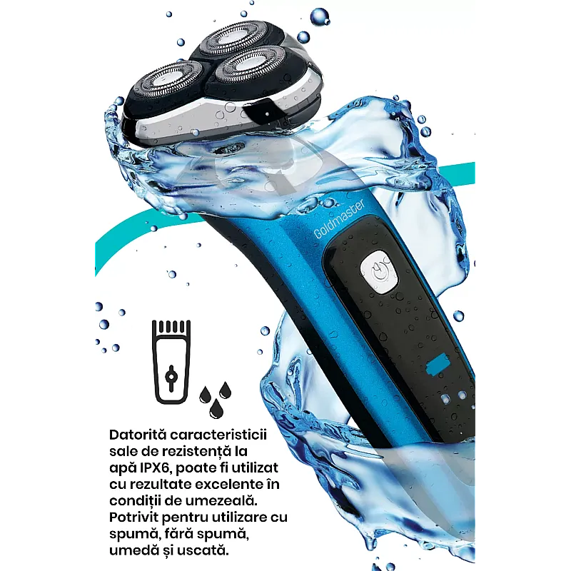 Aparat de ras Goldmaster GM-7150, Lame otel, Timmer, Lithium-Ion, 500 mAh - Studiocasa.ro