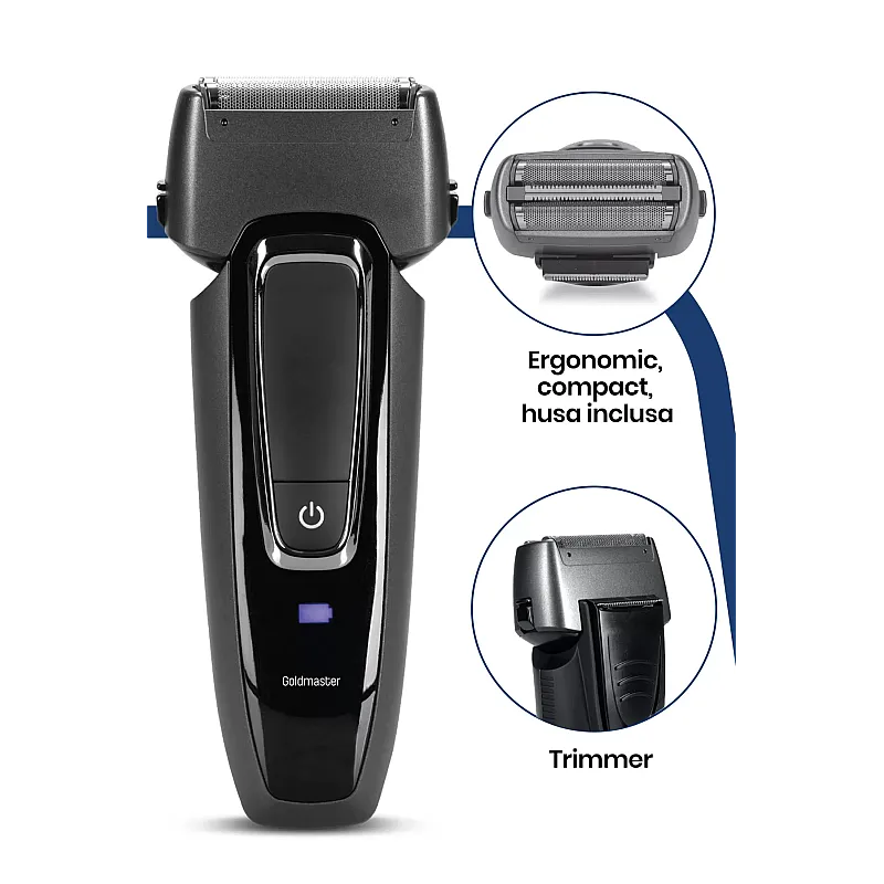 Aparat de ras electric Goldmaster GM-8128, Trimmer, Lithium-Ion, 500 mAh, Lame oscilante - Studiocasa.ro