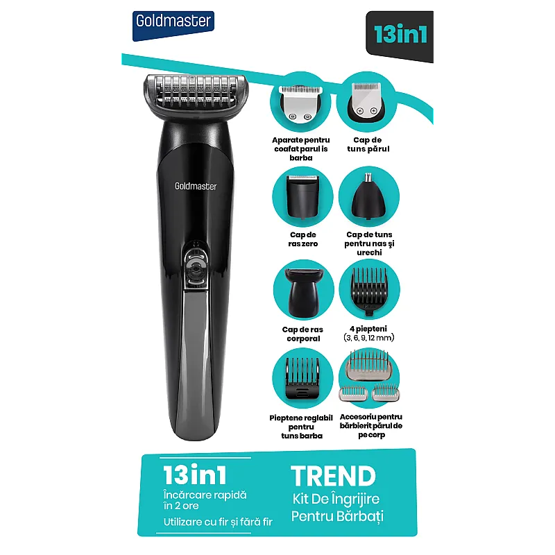 Aparat de tuns Goldmaster GM-7178, Lame otel, Incarcare rapida, Lithium-Ion 600 mAh - Studiocasa.ro