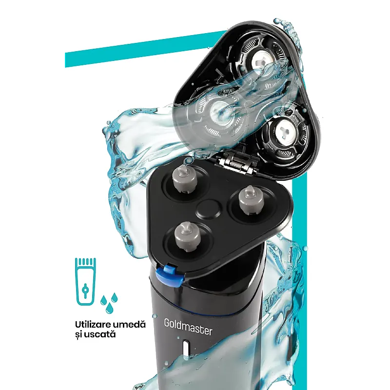 Aparat de ras Goldmaster GM-8141, Lame otel, Trimmer, Incarcare rapida, Lithium-Ion 700 mAh - Studiocasa.ro