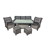 Set 6 piese mobilier de Terasa/Gradina cu perne, Masa, Canapea, Fotolii, Tabureti ,7 locuri , Gri Inchis/Antracit - Studiocasa.ro
