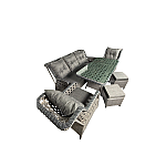 Set 6 piese mobilier de Terasa/Gradina cu perne, Masa, Canapea, Fotolii, Tabureti ,7 locuri , Gri Inchis/Antracit - Studiocasa.ro