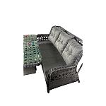 Set 6 piese mobilier de Terasa/Gradina cu perne, Masa, Canapea, Fotolii, Tabureti ,7 locuri , Gri Inchis/Antracit - Studiocasa.ro