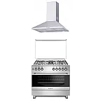 Pachet Aragaz clasic 5 arzatoare gaz, Cuptor gaz, 90x60cm, Studio Casa, FE9060 Inox, Grill, Rotisor, Aprindere electrica+Hota Decorativa 90 Cm, Kaminox90, 1 Motor Turbo , Studio Casa - Studiocasa.ro