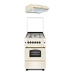 Pachet aragaz rustic si hota clasica Studio Casa Only Verona Retro, 50/55 cm, 4 arzatoare gaz, Cuptor gaz, Aprindere electrica, Gril electric, Crem - Studiocasa.ro