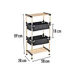 Etajera din lemn cu 2 cosuri din material textile, 89  cm, Seowood - Studiocasa.ro