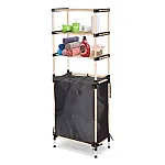 Etajera din lemn cu 3 etajere si cos de rufe din material textile, Seowood - Studiocasa.ro