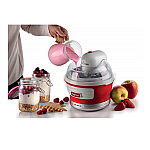Aparat de inghetata, sorbet si iaurt inghetat 0643 Party Time Maker Ariete, Capacitate 1.5 l, Recipient detasabil, 12 W, Buton On/Off, Alb/Rosu - Studiocasa.ro
