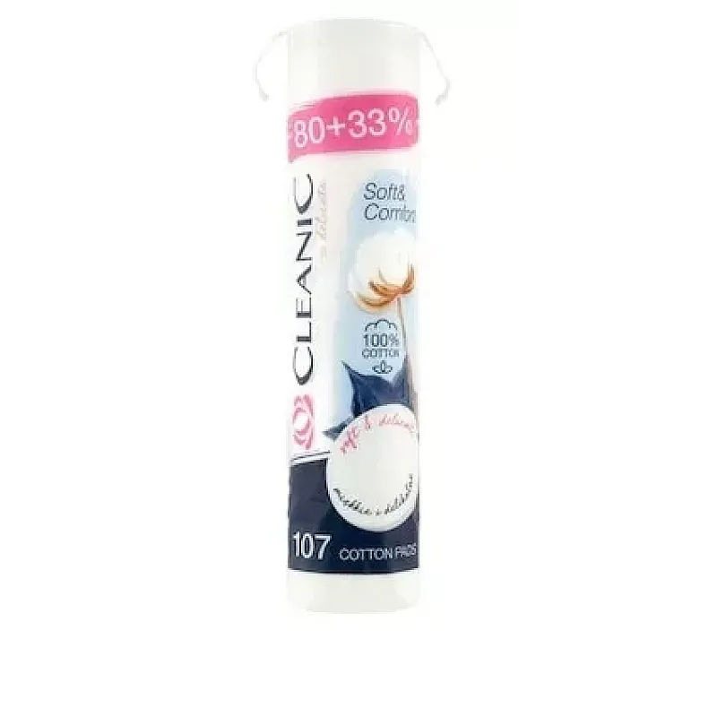 Cleanic dischete demachiante 107 buc soft+comfort 100 cotton - Studiocasa.ro