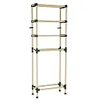 Etajera din lemn cu 3 etajere si cos de rufe din material textile, Seowood - Studiocasa.ro