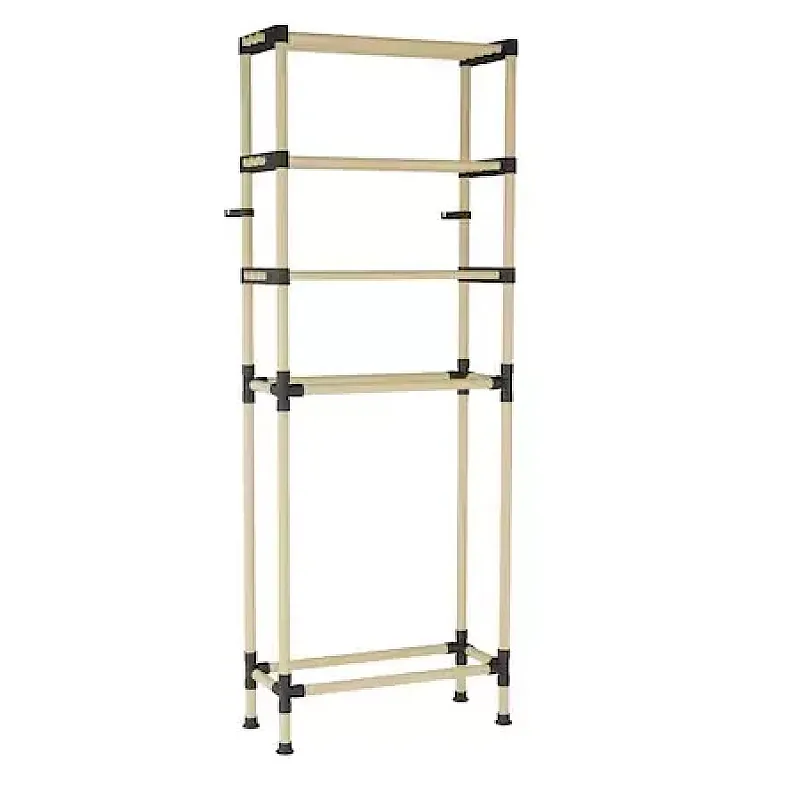 Etajera din lemn cu 3 etajere si cos de rufe din material textile, Seowood - Studiocasa.ro