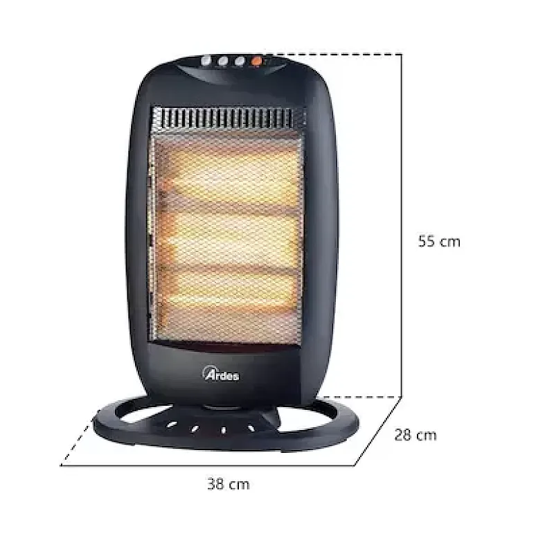 Radiator cu halogen Ardes AR454B, 3 trepte incalzire 400, 800, 1200 W, Oscilatie orizontala, Pentru incaperi de pana la 40 m³, Negru - Studiocasa.ro