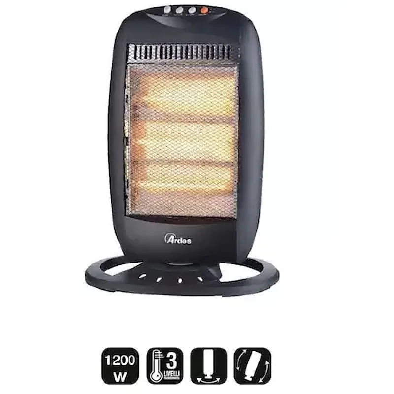 Radiator cu halogen Ardes AR454B, 3 trepte incalzire 400, 800, 1200 W, Oscilatie orizontala, Pentru incaperi de pana la 40 m³, Negru - Studiocasa.ro
