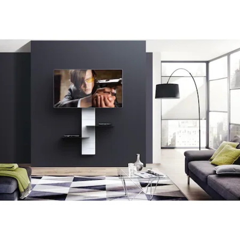 Suport de perete Audio-Video Meliconi Ghost Cube Shelf, acoperire cabluri cu rafturi, Alb