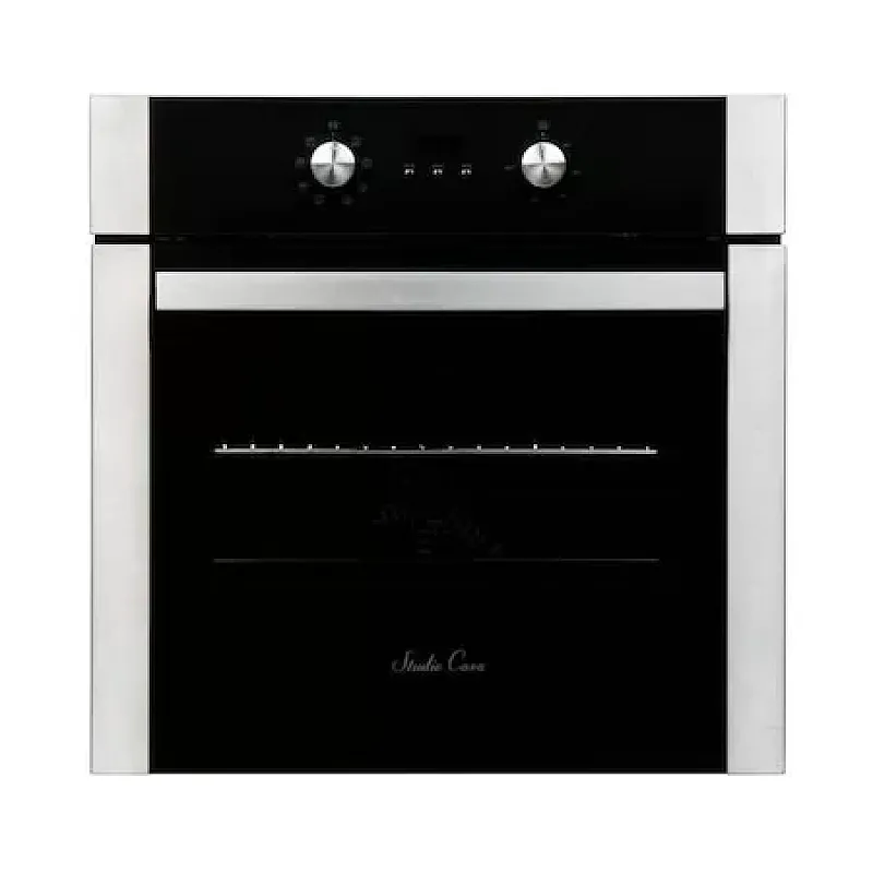 Pachet incorporabil cuptor electric, plita gaz si hota telescopica Elettra Black Studio Casa, Termostat, Programator digital pentru inceputul si sfarsitul coacerii, 56 l, 4 arzatoare gaz, 1 motor turbo, Negru/Inox - Studiocasa.ro