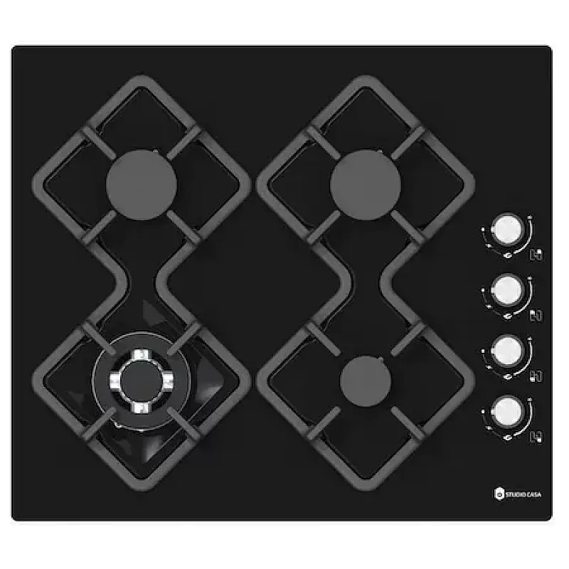 Pachet incorporabil cuptor electric, plita gaz si hota telescopica Elettra Black Studio Casa, Termostat, Programator digital pentru inceputul si sfarsitul coacerii, 56 l, 4 arzatoare gaz, 1 motor turbo, Negru/Inox - Studiocasa.ro